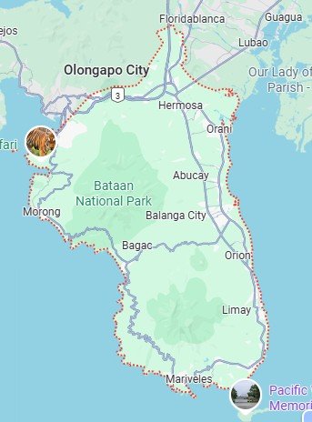 Map of Bataan province, Philippines