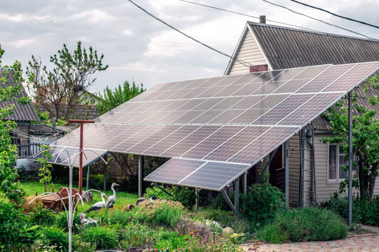 Solar panels installed on a roof of a house